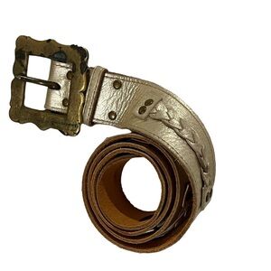 Marnie Bugs Gold Metallic Belt S antiqued buckle vintage braid detail